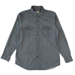 Lee Cooper Western Denim Shirt Grey‎ Pearl Snap Workwear Cowboy Aesthetic Large
